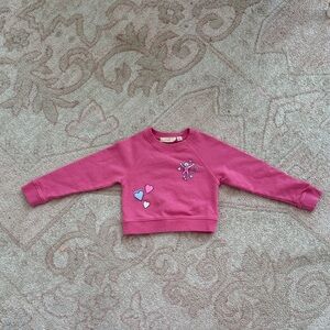 Roller Rabbit Pink Monkey Heart Toddler Sweatshirt – Size 4 (Fit : very small )